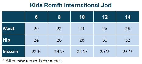 Sizing Chart for Kids Romfh International Jod