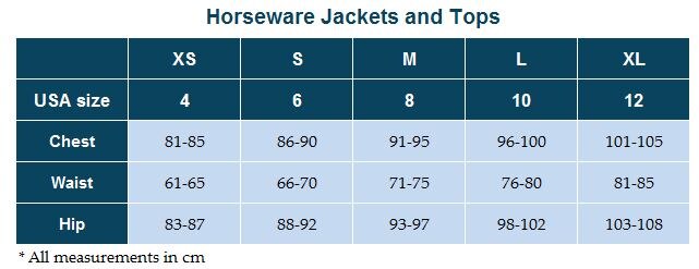Sizing Chart for Horseware Competition Jacket